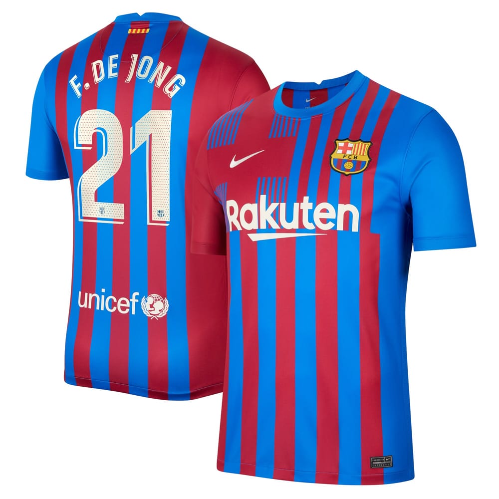 Barcelona Home Blue Jersey Shirt 2021-22 player Frenkie de Jong printing for Men