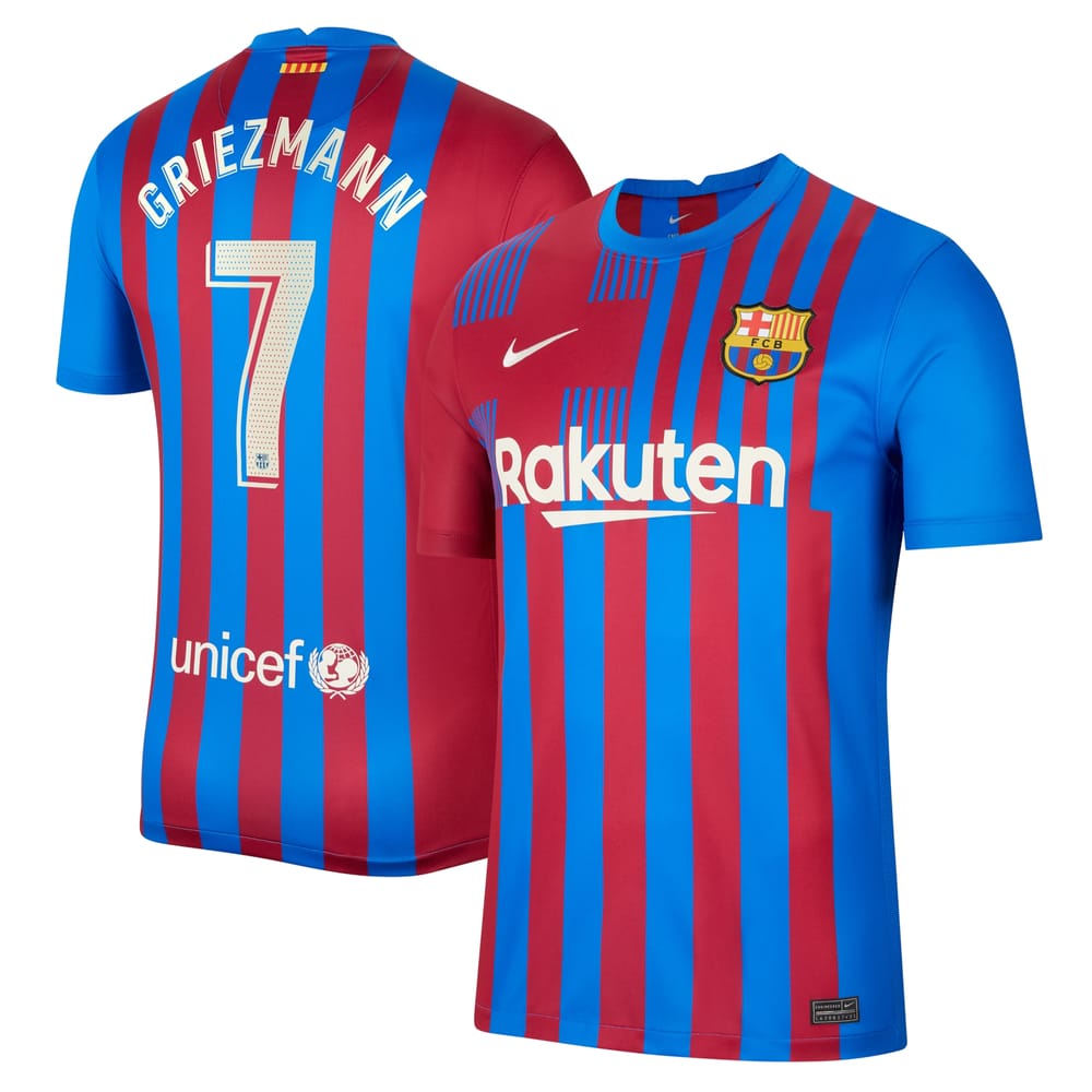 Barcelona Home Blue Jersey Shirt 2021-22 player Antoine Griezmann printing for Men