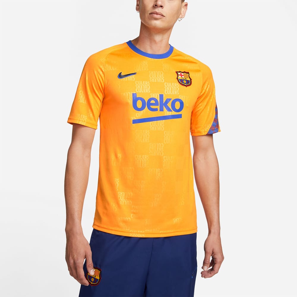 Barcelona Pre-Match Orange Jersey Shirt 2021-2022 for Men