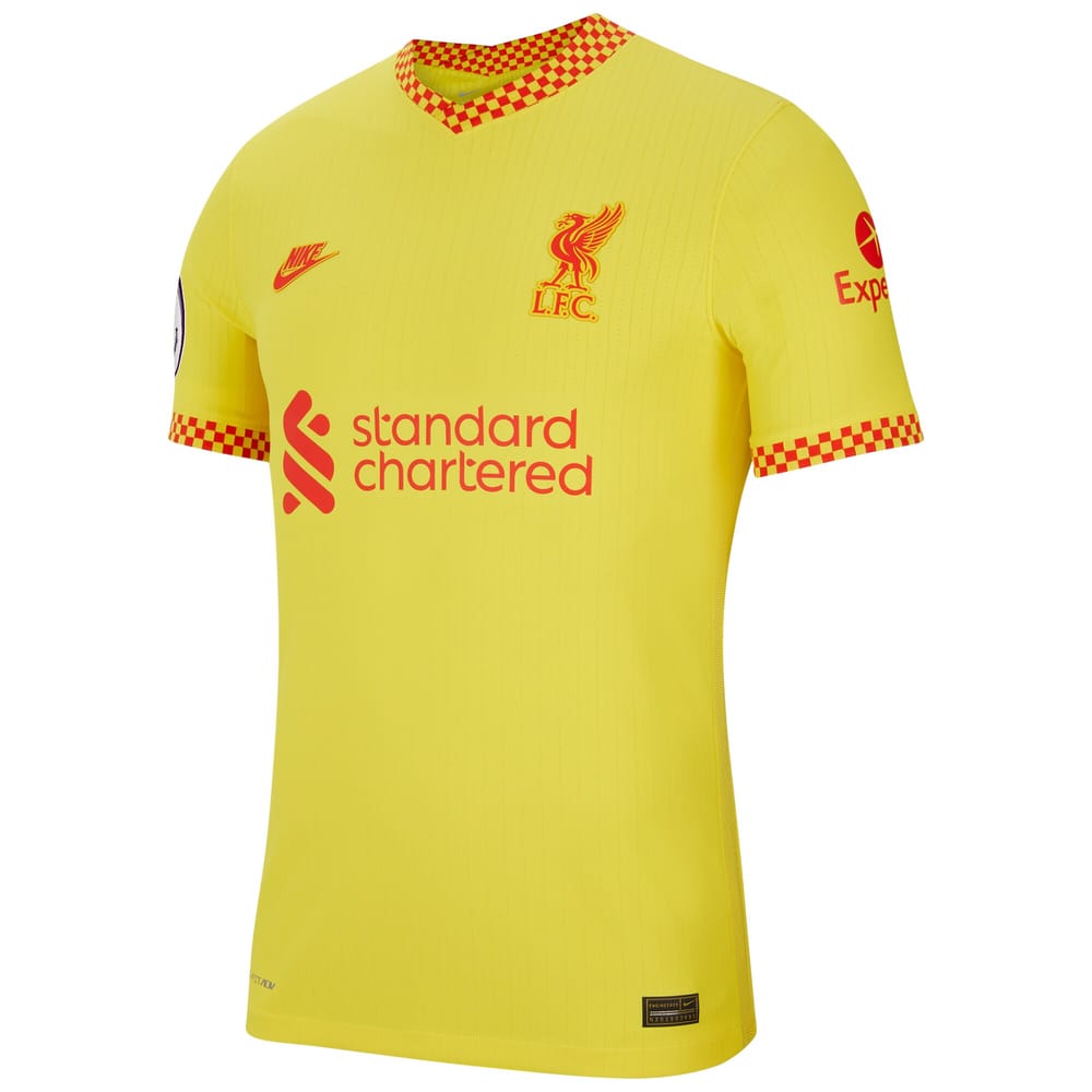 Liverpool Third Yellow Jersey Shirt 2021-22 player Roberto Firmino printing for Men