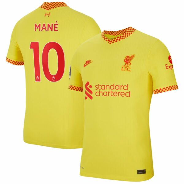 Liverpool Third Yellow Jersey Shirt 2021-22 player Sadio Mané printing for Men