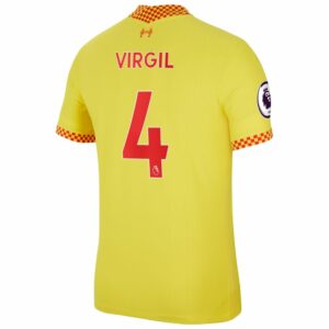 Liverpool Third Yellow Jersey Shirt 2021-22 player Virgil Van Dijk printing for Men