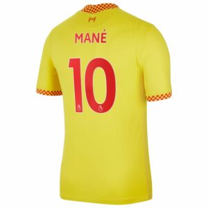 Liverpool Third Yellow Jersey Shirt 2021-22 player Sadio Mané printing for Men