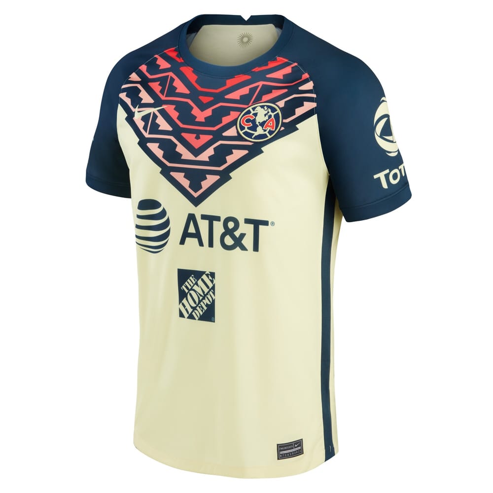 Club America Home Yellow Jersey Shirt 2021-22 player Henry Martín printing for Men