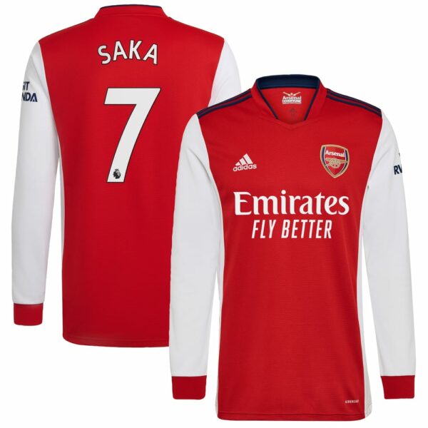 Arsenal Home Long Sleeve Red/White Jersey Shirt 2021-22 player Bukayo Saka printing for Men