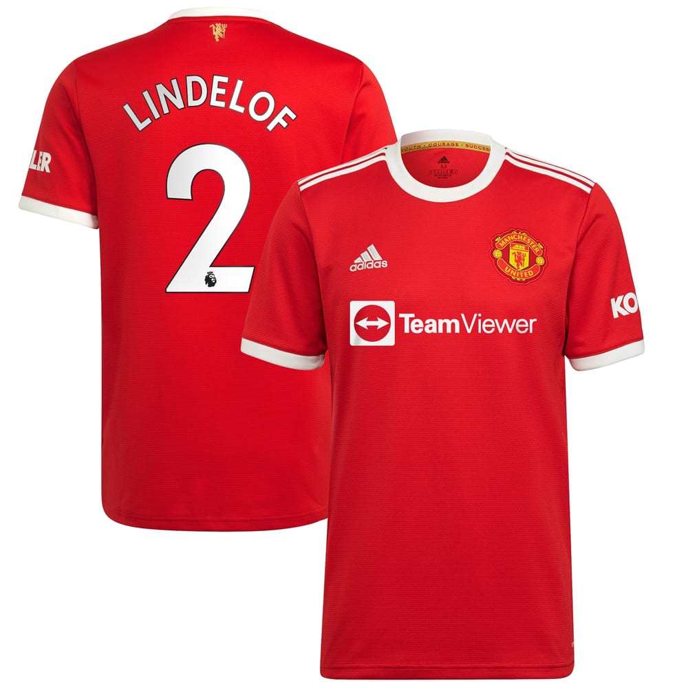 Manchester United Home Red Jersey Shirt 2021-22 player Victor Lindelof printing for Men