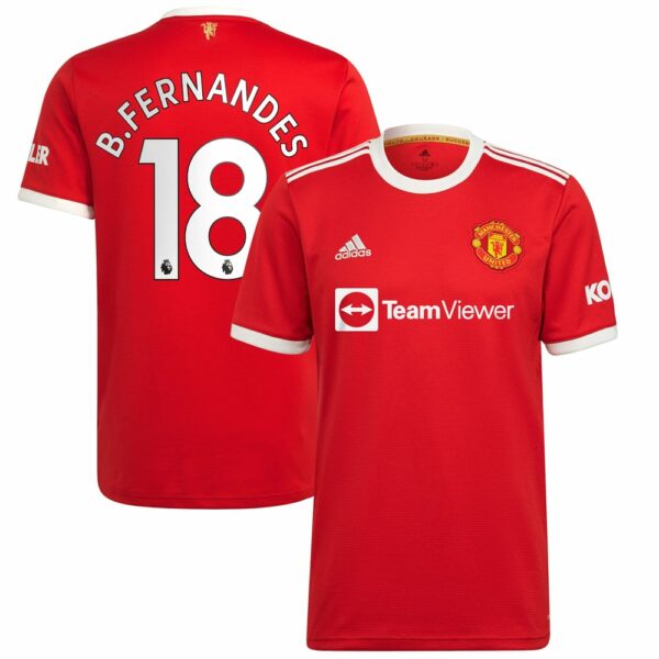 Manchester United Home Red Jersey Shirt 2021-22 player Bruno Fernandes printing for Men