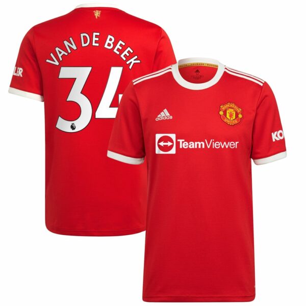 Manchester United Home Red Jersey Shirt 2021-22 player Donny Van De Beek printing for Men