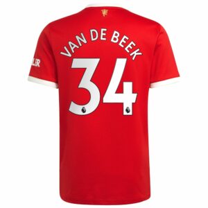Manchester United Home Red Jersey Shirt 2021-22 player Donny Van De Beek printing for Men
