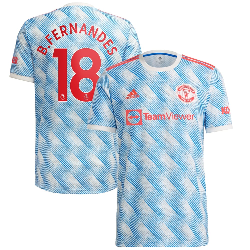 Manchester United Away White Jersey Shirt 2021-22 player Bruno Fernandes printing for Men