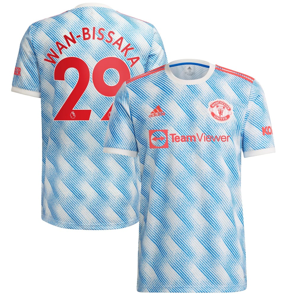 Manchester United Away White Jersey Shirt 2021-22 player Aaron Wan-Bissaka printing for Men