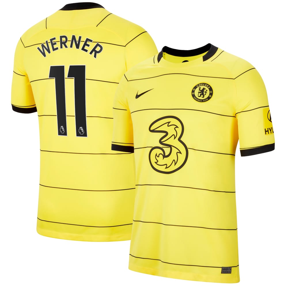 Chelsea Away Yellow Jersey Shirt 2021-22 player Timo Werner printing for Men