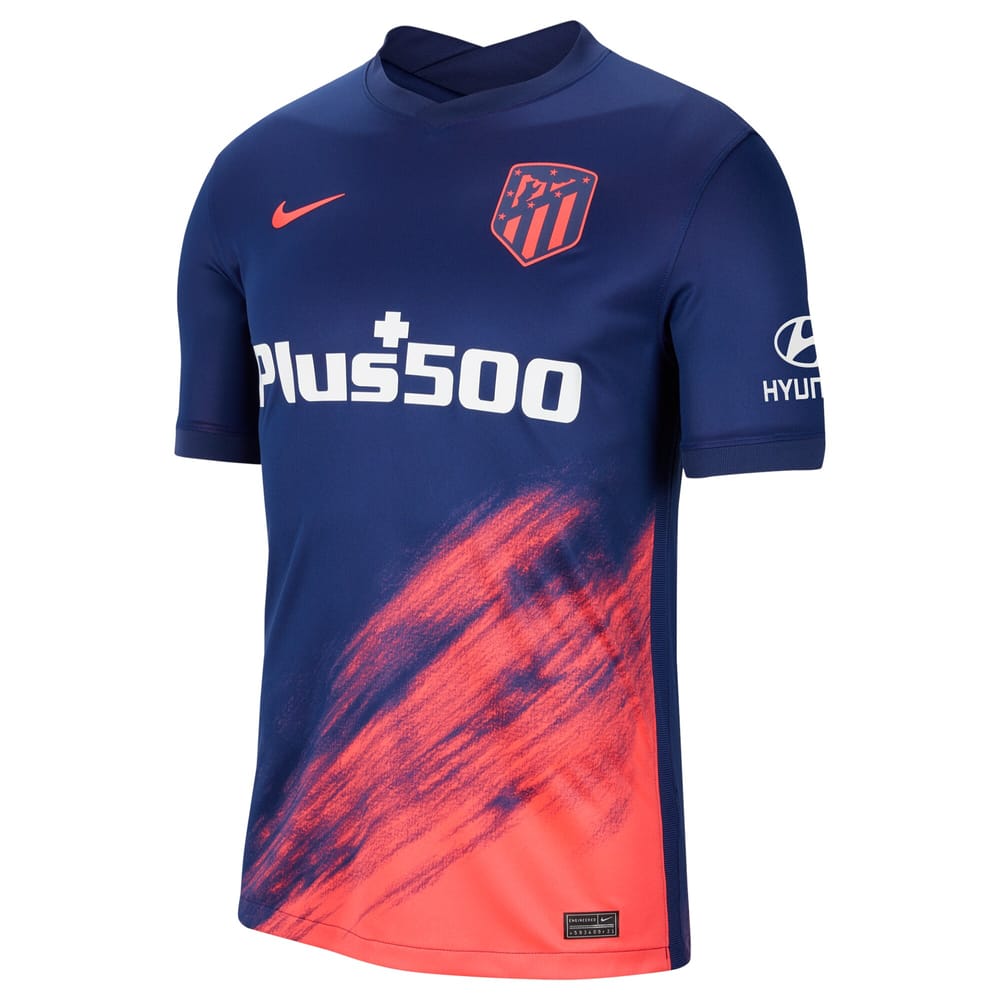 Atletico de Madrid Away Blue Jersey Shirt 2021-22 player Luis Suárez printing for Men