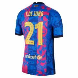 Barcelona Third Blue Jersey Shirt 2021-22 player Frenkie de Jong printing for Men