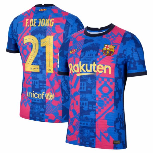 Barcelona Third Blue Jersey Shirt 2021-22 player Frenkie de Jong printing for Men