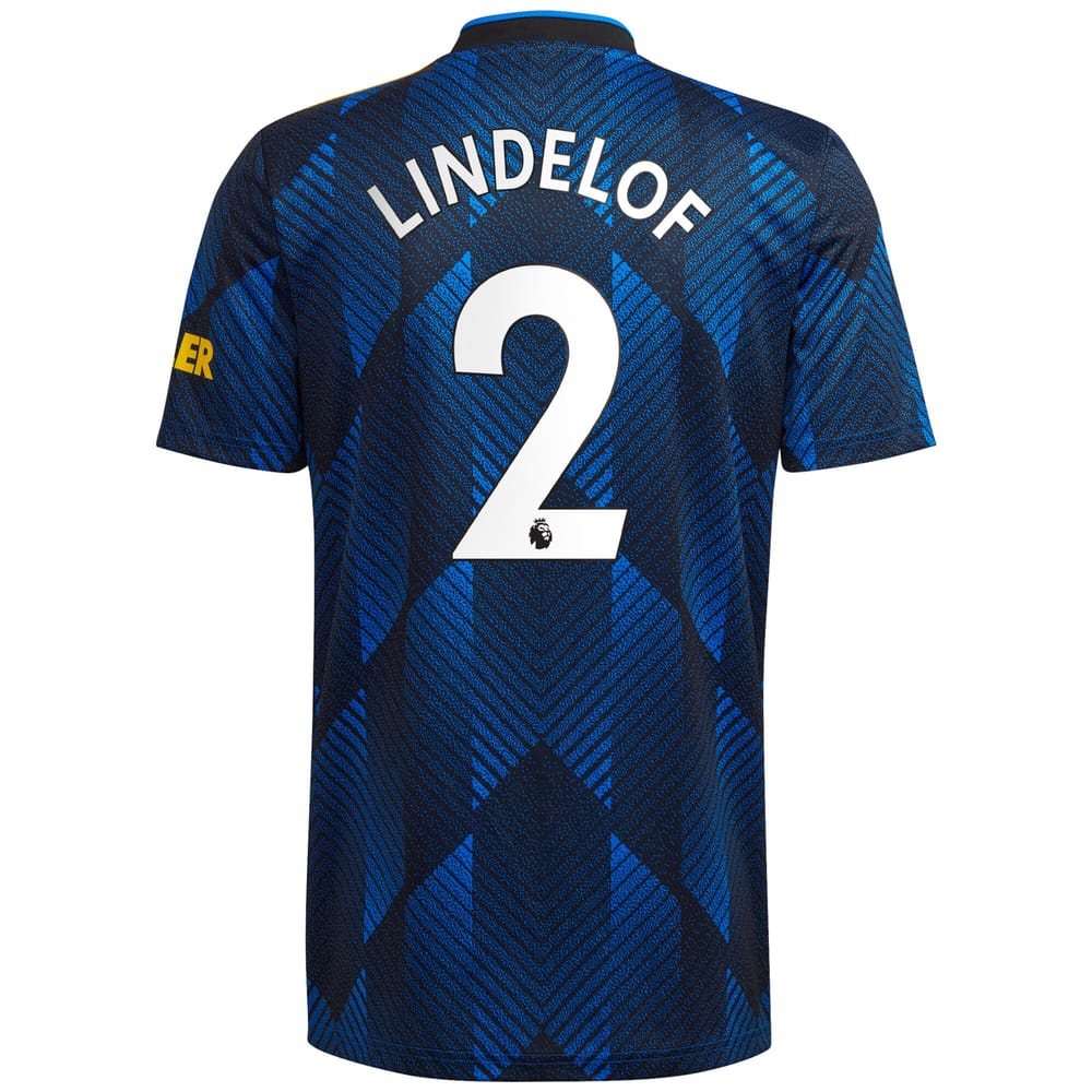 Manchester United Third Blue Jersey Shirt 2021-22 player Victor Lindelof printing for Men