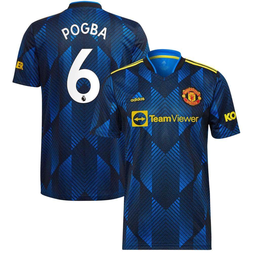 Manchester United Third Blue Jersey Shirt 2021-22 player Paul Pogba printing for Men