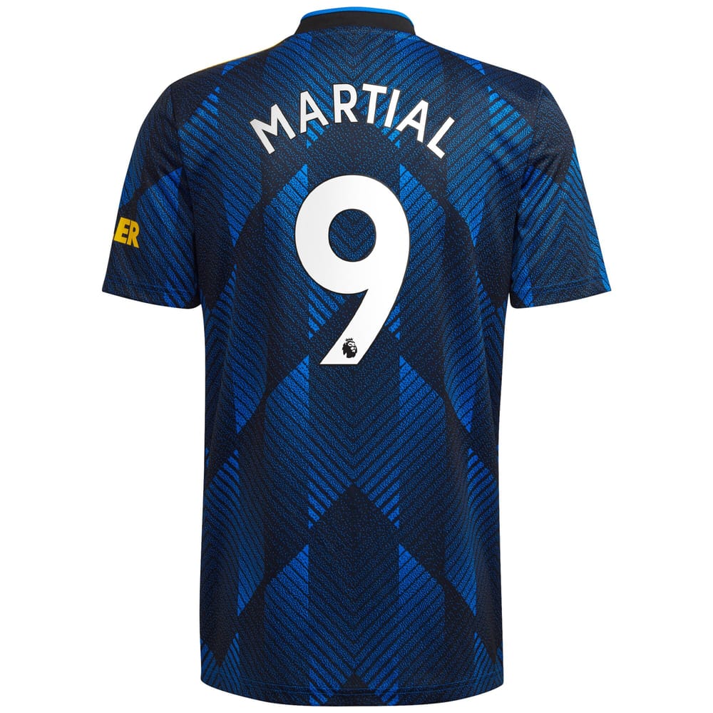 Manchester United Third Blue Jersey Shirt 2021-22 player Anthony Martial printing for Men