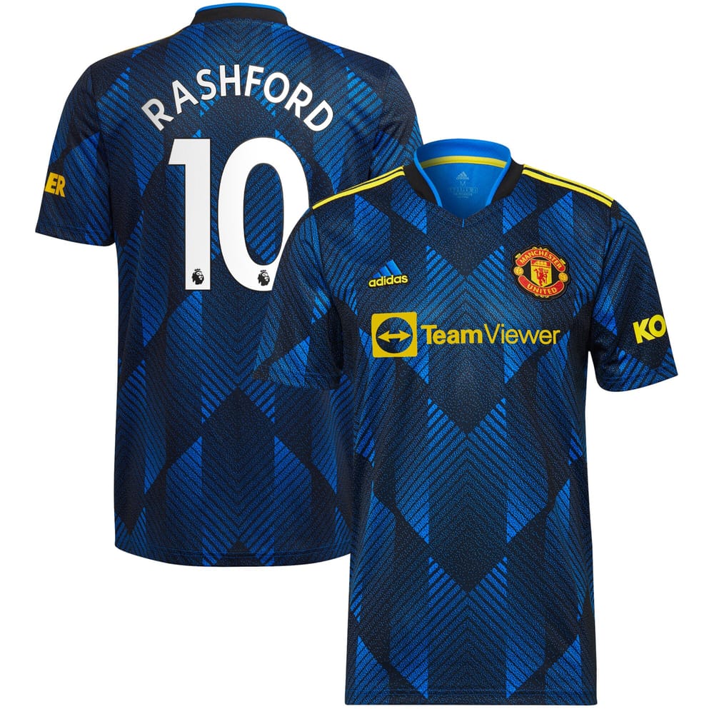 Manchester United Third Blue Jersey Shirt 2021-22 player Marcus Rashford printing for Men