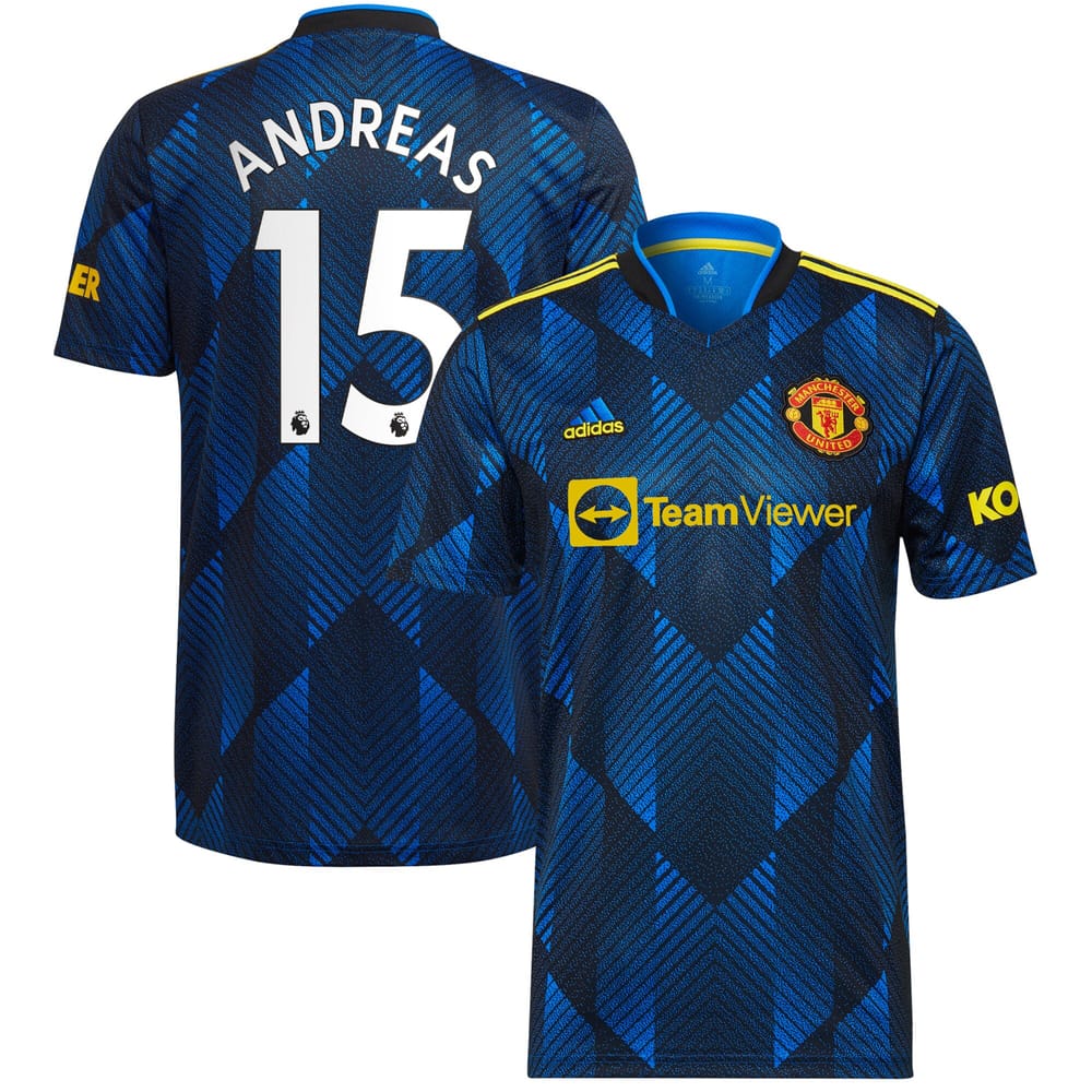 Manchester United Third Blue Jersey Shirt 2021-22 player Andreas Pereira printing for Men