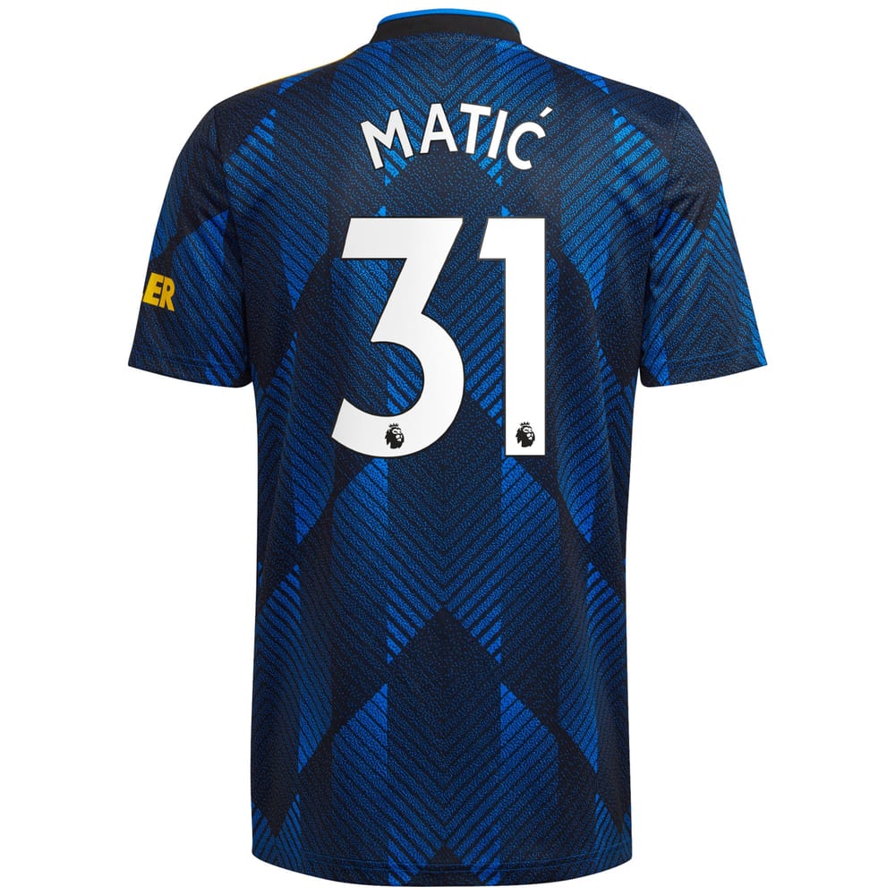 Manchester United Third Blue Jersey Shirt 2021-22 player Nemanja Matic printing for Men