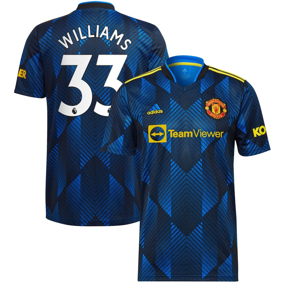 Manchester United Third Blue Jersey Shirt 2021-22 player Brandon Williams printing for Men
