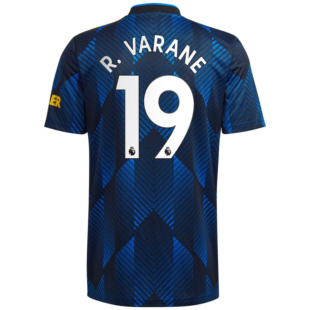 Manchester United Third Blue Jersey Shirt 2021-22 player Raphaël Varane printing for Men