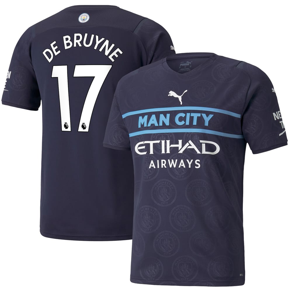 Manchester City Third Navy Jersey Shirt 2021-22 player Kevin De Bruyne printing for Men