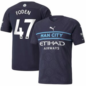Manchester City Third Navy Jersey Shirt 2021-22 player Phil Foden printing for Men