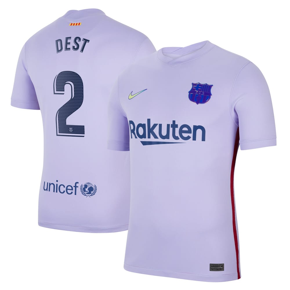 Barcelona Away Purple Jersey Shirt 2021-22 player Sergiño Dest printing for  Men