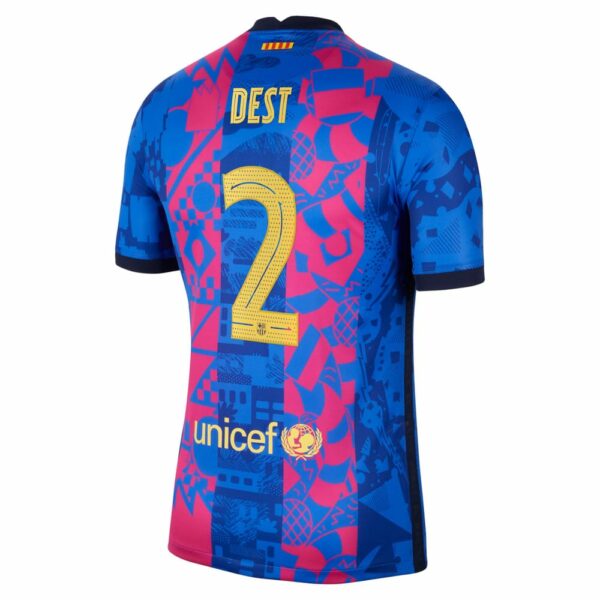 Barcelona Third Blue Jersey Shirt 2021-22 player Sergiño Dest printing for Men