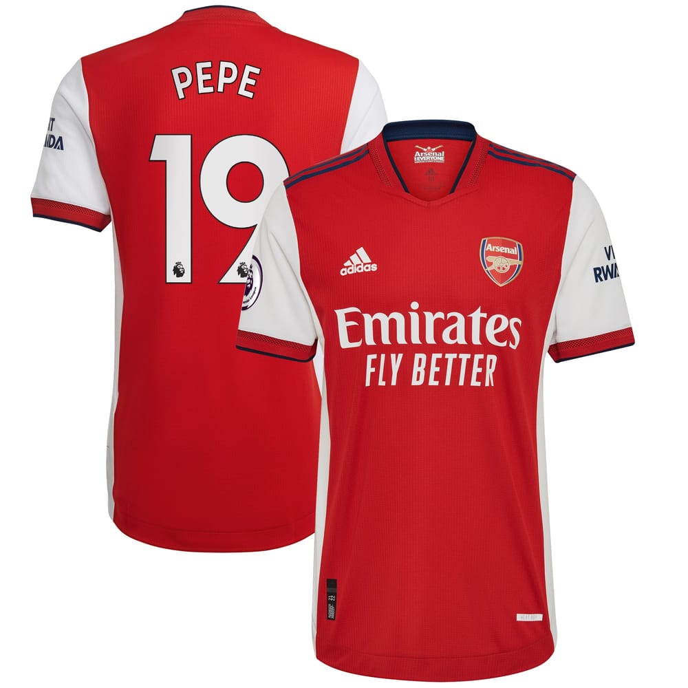 Arsenal Home White/Red Jersey Shirt 2021-22 player Nicolas Pépé printing for Men
