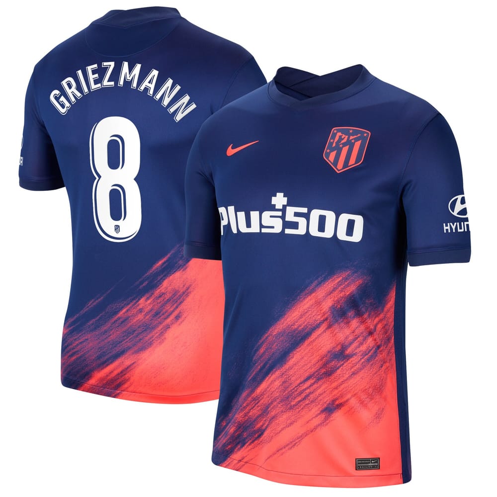 Atletico de Madrid Away Blue Jersey Shirt 2021-22 player Antoine Griezmann printing for Men