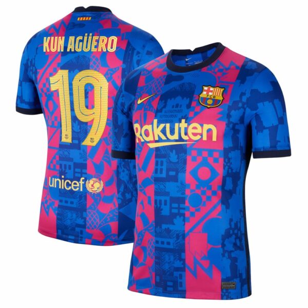 Barcelona Third Blue Jersey Shirt 2021-22 player Sergio Agüero printing for Men