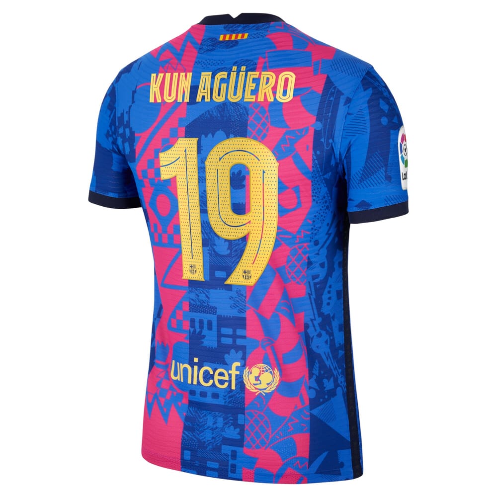 Barcelona Third Blue Jersey Shirt 2021-22 player Sergio Agüero printing for Men
