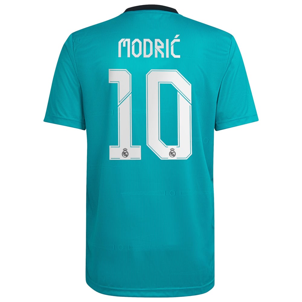 Real Madrid Third Aqua Jersey Shirt 2021-22 player Luka Modric printing for Men