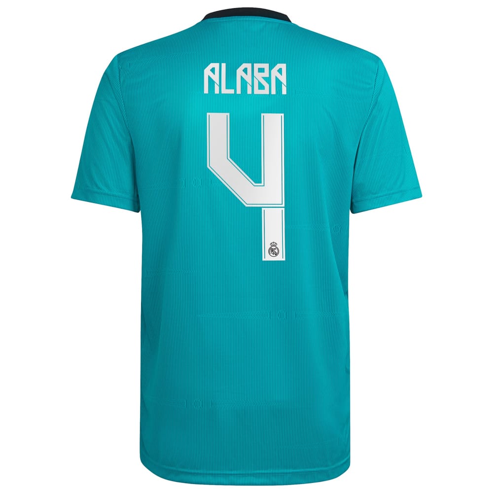 Real Madrid Third Aqua Jersey Shirt 2021-22 player David Alaba printing for Men