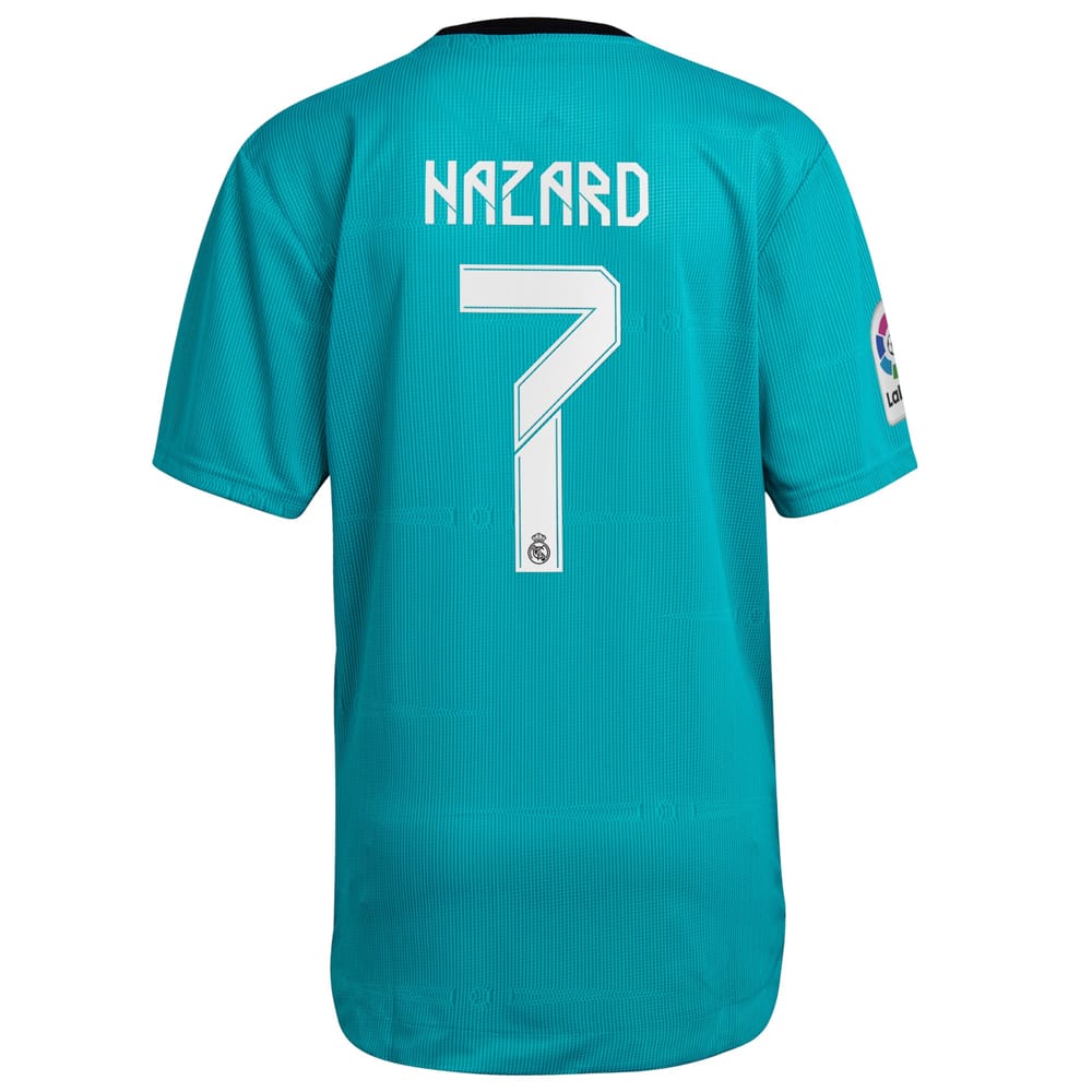 Real Madrid Third Aqua Jersey Shirt 2021-22 player Eden Hazard printing for Men