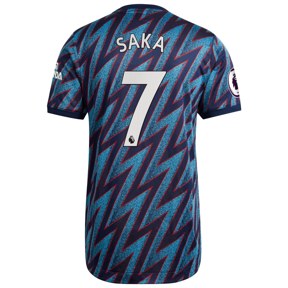 Arsenal Third Blue Jersey Shirt 2021-22 player Bukayo Saka printing for Men