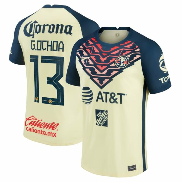 Club America Home Yellow Jersey Shirt 2021-22 player Guillermo Ochoa printing for Men