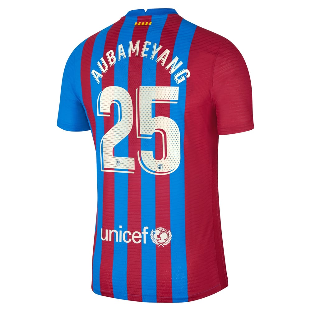 Barcelona Home Blue/Red Jersey Shirt 2021-22 player Pierre-Emerick Aubameyang printing for Men