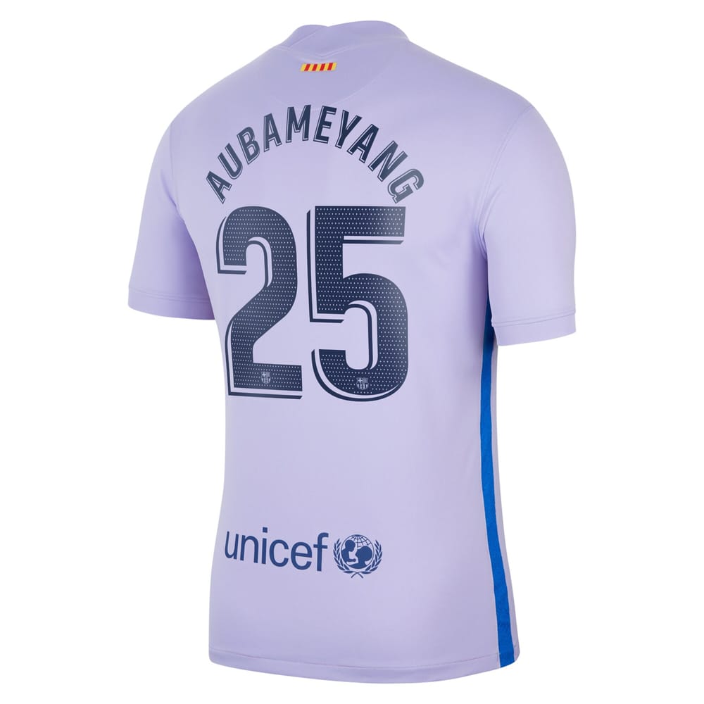 Barcelona Away Purple Jersey Shirt 2021-22 player Pierre-Emerick Aubameyang printing for Men