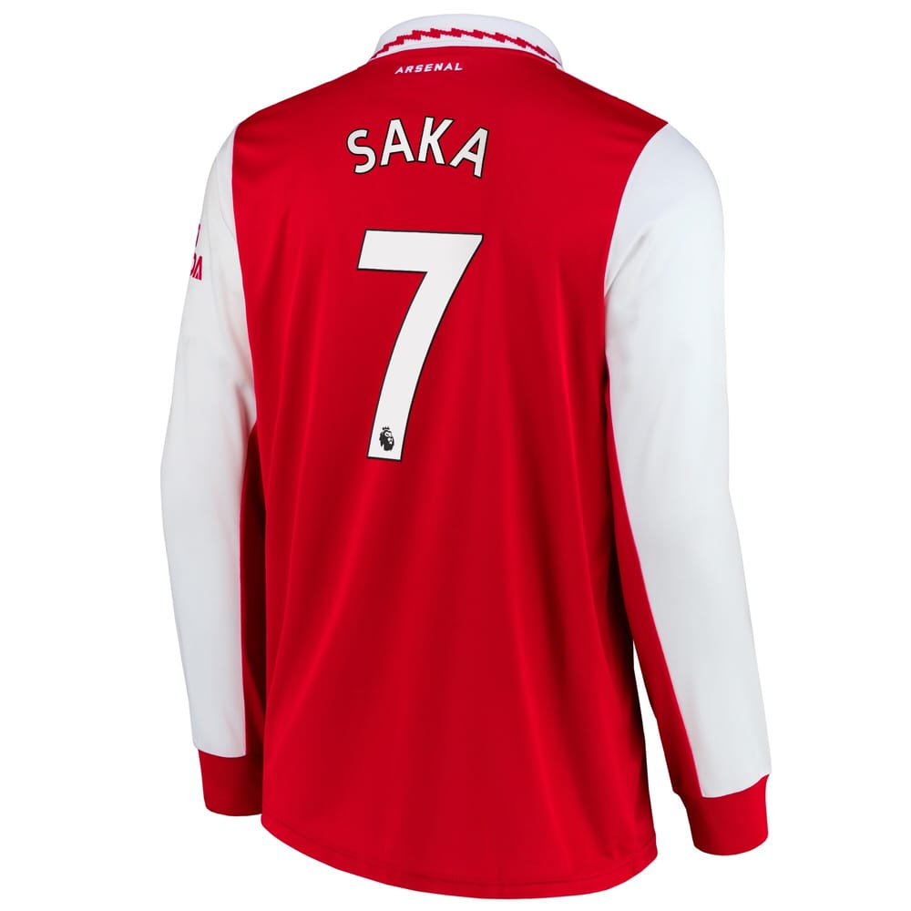 Arsenal Home Long Sleeve Red Jersey Shirt 2022-23 player Bukayo Saka printing for Men