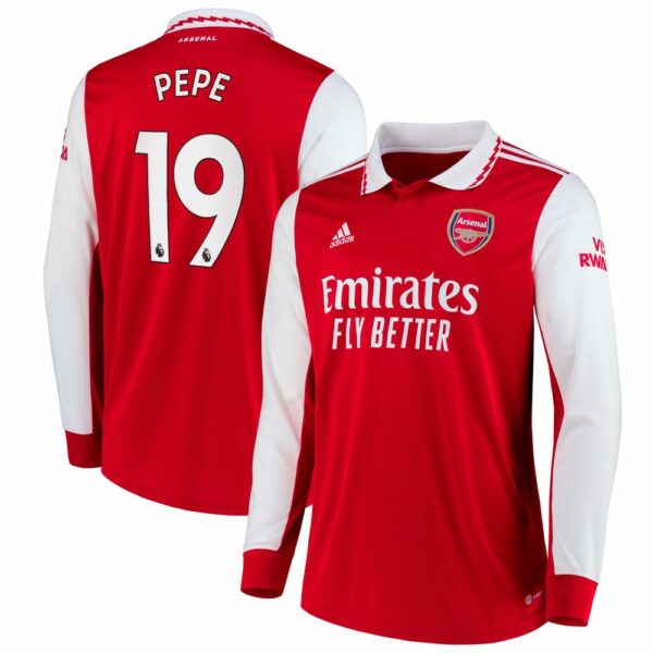 Arsenal Home Long Sleeve Red Jersey Shirt 2022-23 player Nicolas Pépé printing for Men