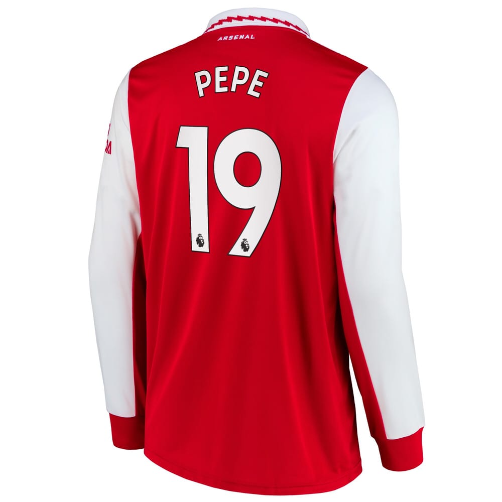 Arsenal Home Long Sleeve Red Jersey Shirt 2022-23 player Nicolas Pépé printing for Men