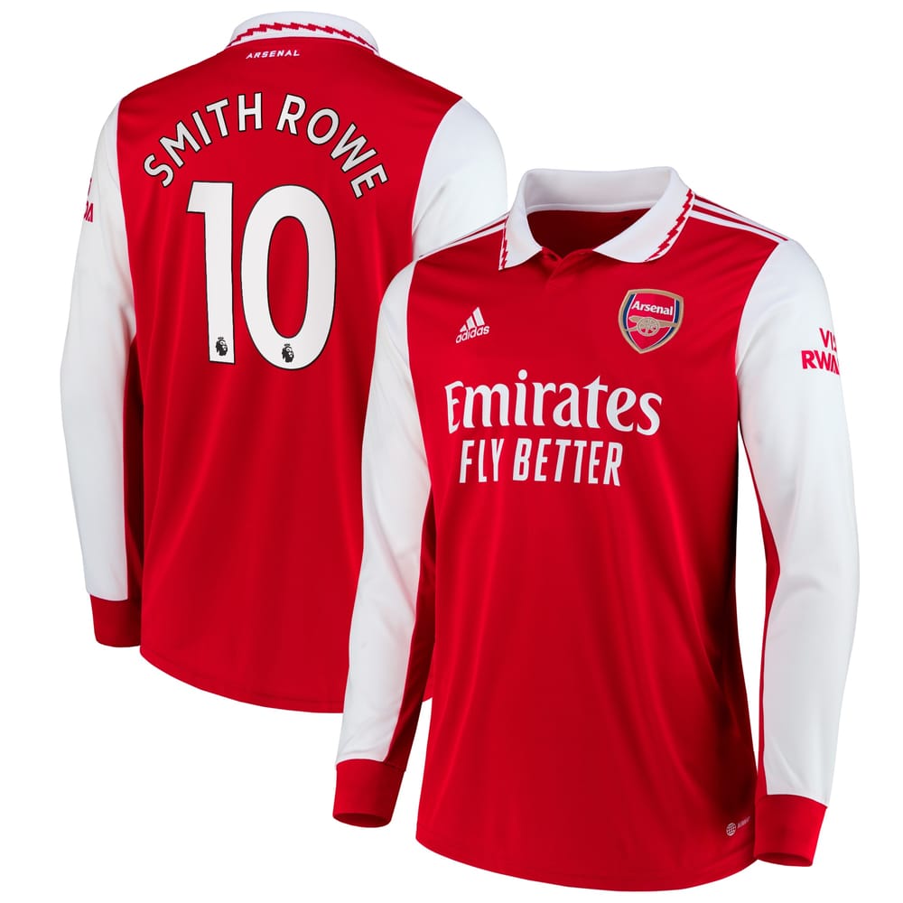 Arsenal Home Long Sleeve Red Jersey Shirt 2022-23 player Emile Smith Rowe printing for Men