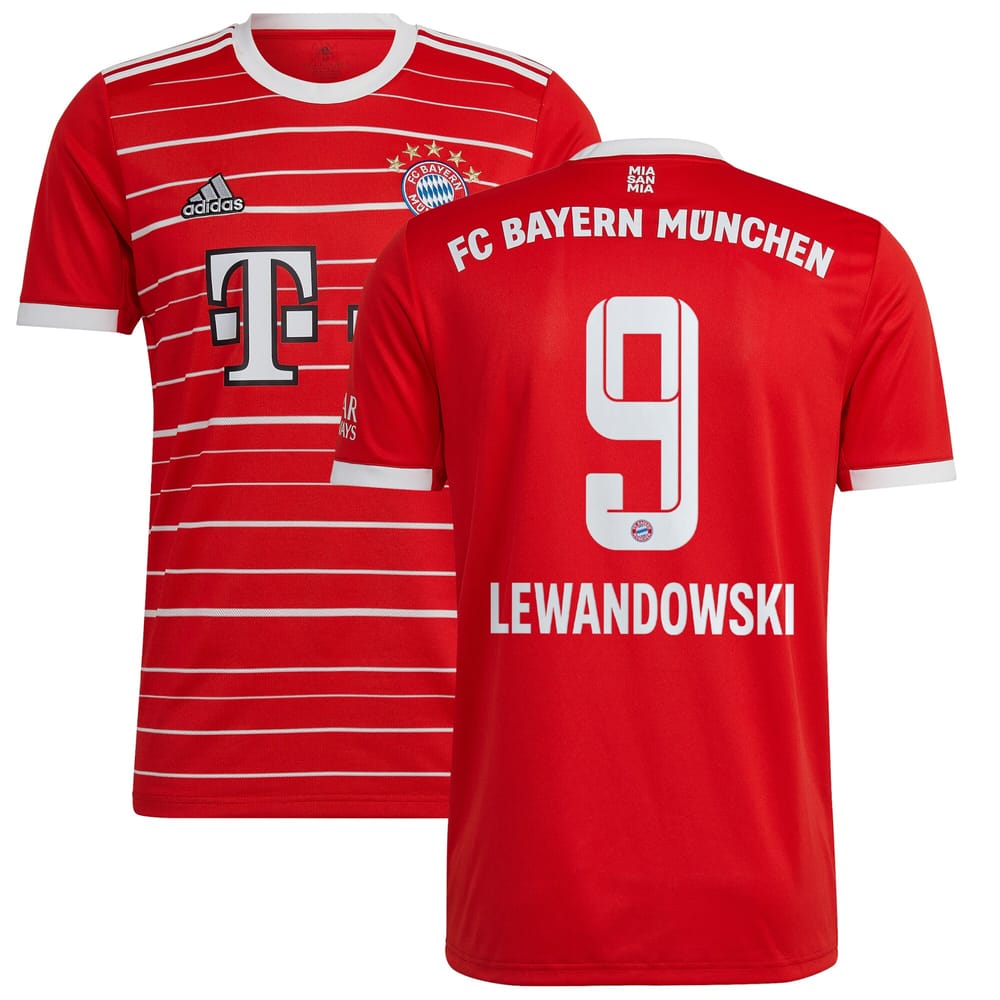 Bayern Munich Home Red Jersey Shirt 2022-23 player Robert Lewandowski printing for Men