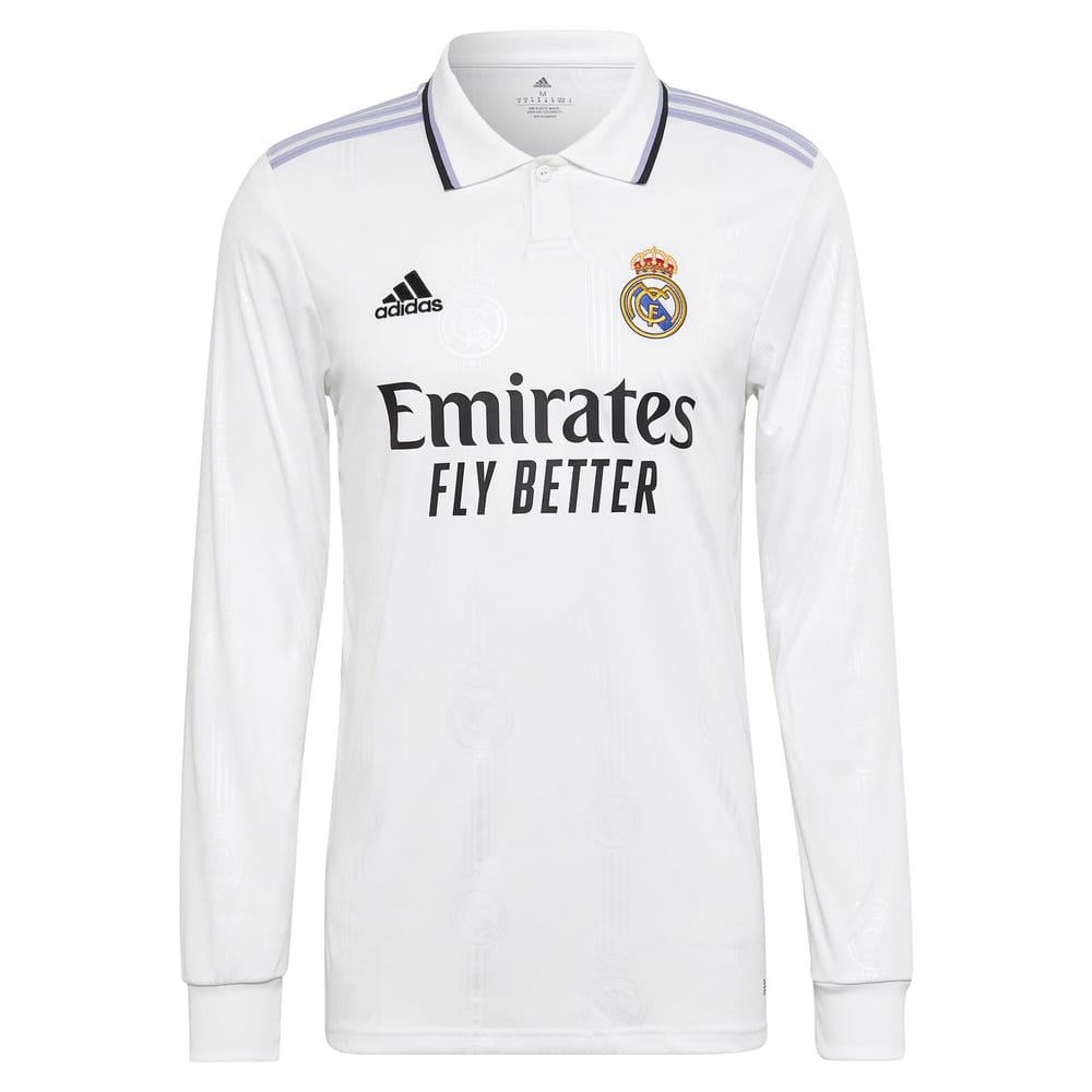 Real Madrid Home Long Sleeve White Jersey Shirt 2022-23 player Vinicius Junior printing for Men