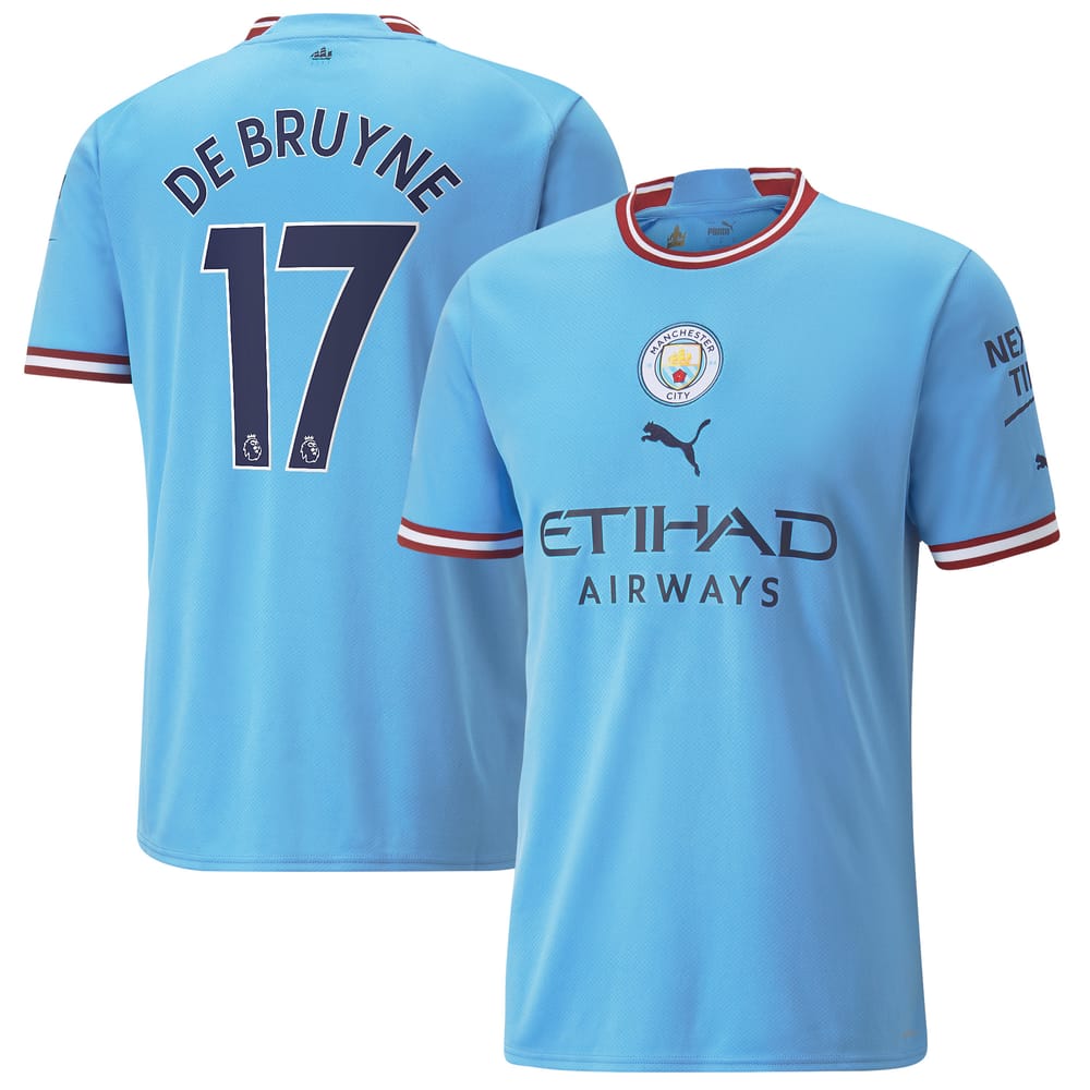 Manchester City Home Sky Blue Jersey Shirt 2022-23 player Kevin De Bruyne printing for Men