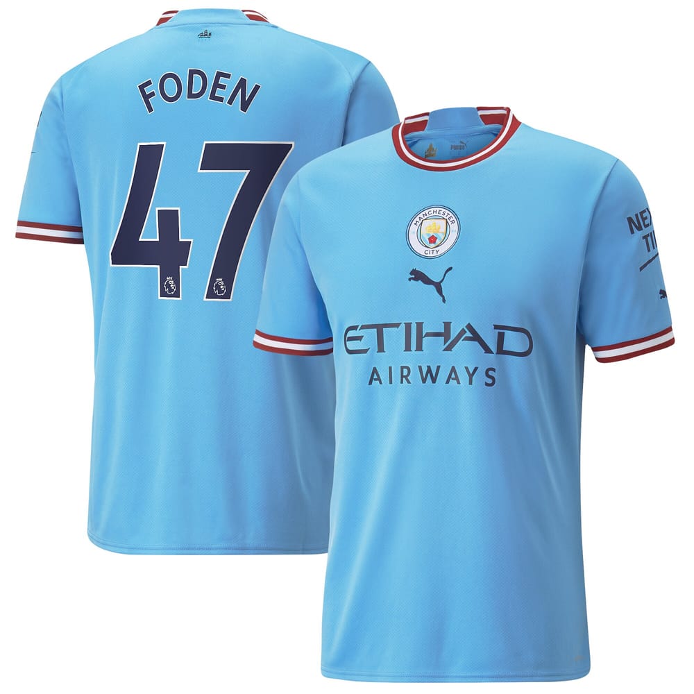 Manchester City Home Sky Blue Jersey Shirt 2022-23 player Phil Foden printing for Men